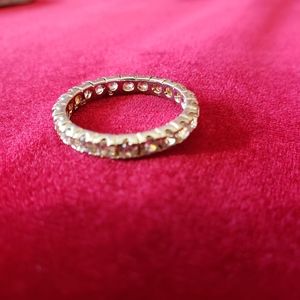 FE CZ 925 ROUND WHITE STONE ETERNITY BAND RING STERLING SILVER SZ 8